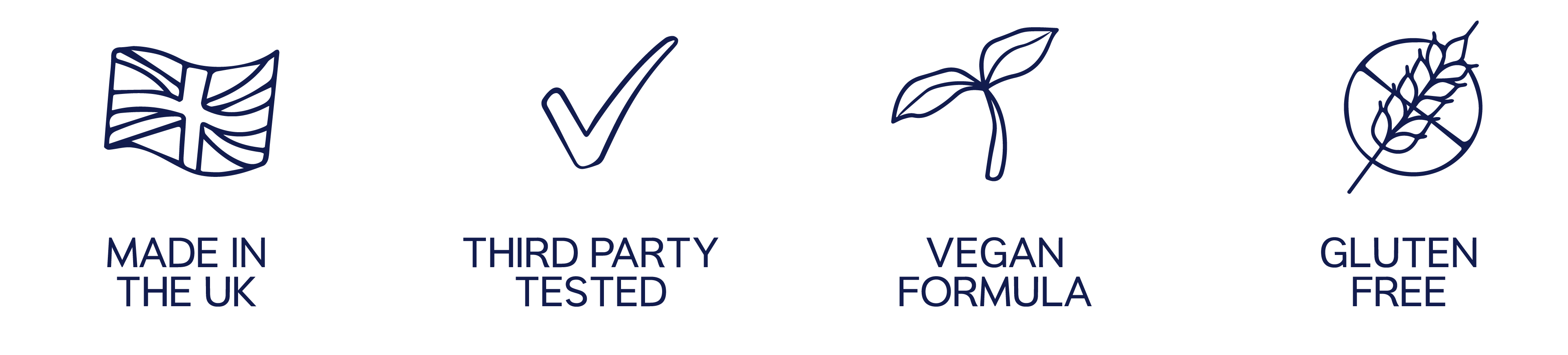 UK Flag Navy Tick Plant and Gluten free symbol